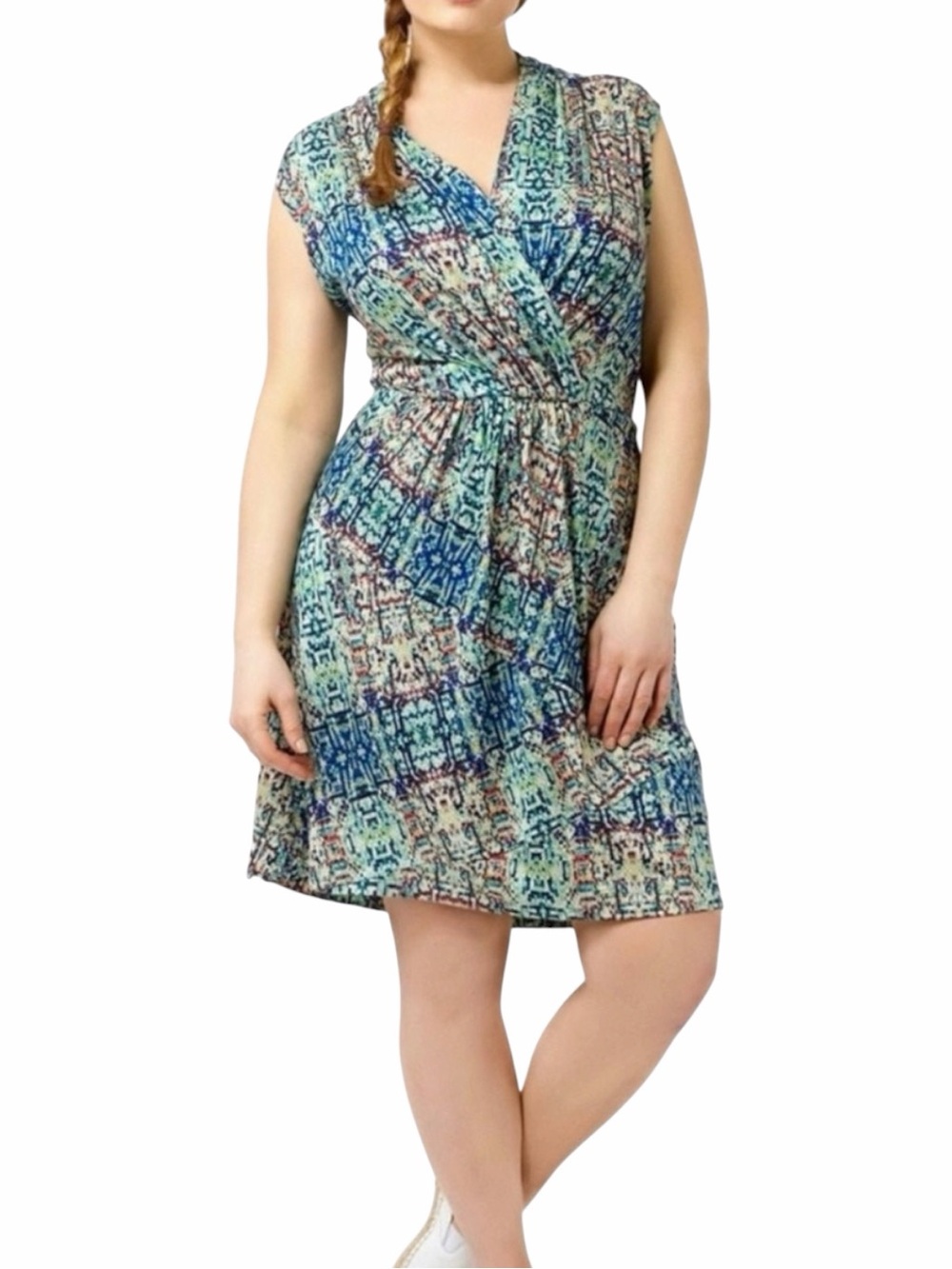NIC+ZOE Multicolor Urban Safari Watercolor Surplice Dress Size MEDIUM - Picture 10 of 11
